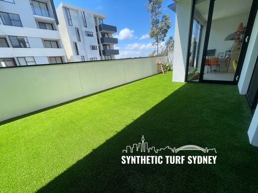 Synthetic turf installed on a balcony or rooftop terrace