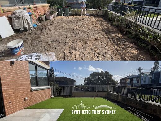 Before and after a synthetic turf installation