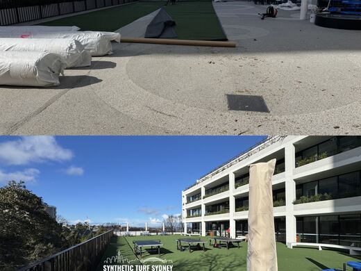 Before and after a synthetic turf installation