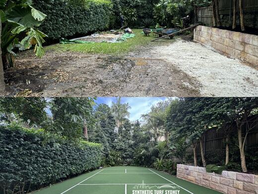 Before and after a synthetic turf installation