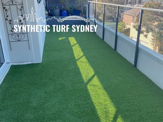 Synthetic turf installed on a balcony or rooftop terrace