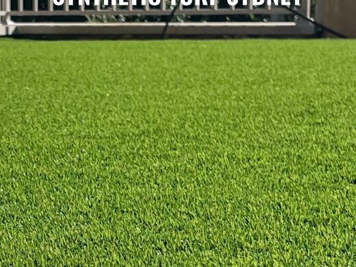 Synthetic lawn installed in a residential backyard