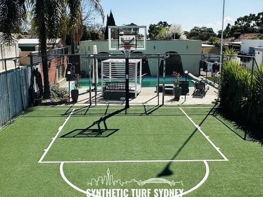 Synthetic turf basketball court installation