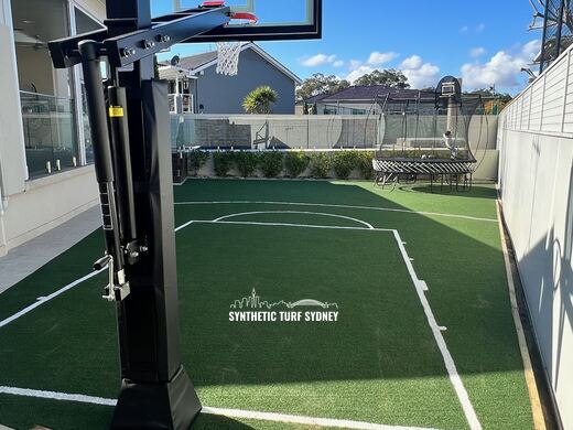 Basketball key and hoop, laid in STS Commercial synthetic turf