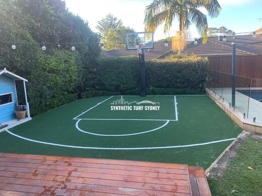Basketball court with deck edge, laid in STS Commercial synthetic turf