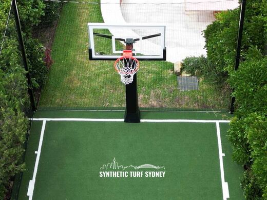 Basketball court from above, laid in STS Commercial synthetic turf