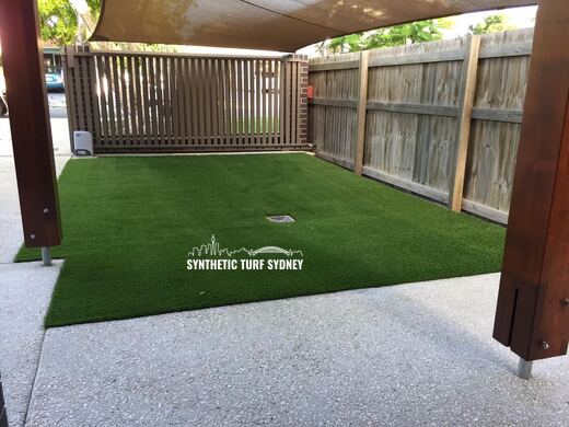 Turf under a covered side yard, laid in Collaroy 40mm synthetic turf