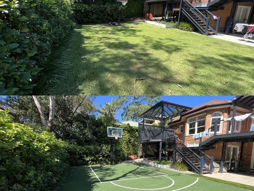 Before and after a synthetic turf installation