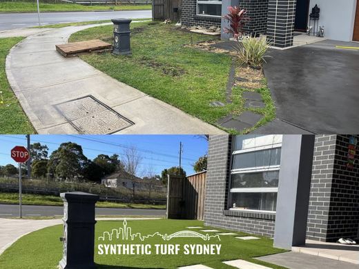 Before and after a synthetic turf installation