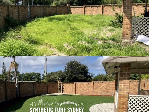 Before and after a synthetic turf installation