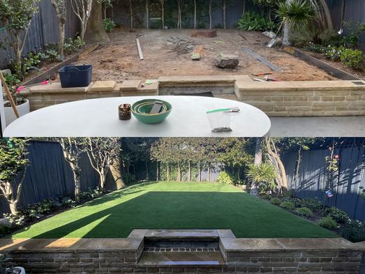 Before and after a synthetic turf installation