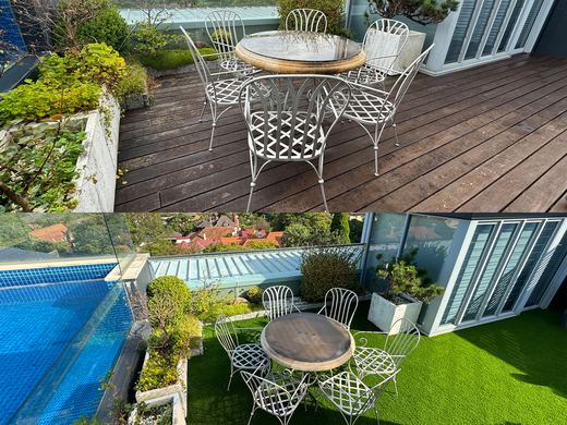 Before and after a synthetic turf installation