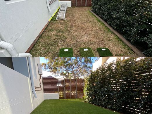 Before and after a synthetic turf installation