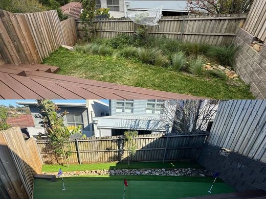 Before and after a synthetic turf installation