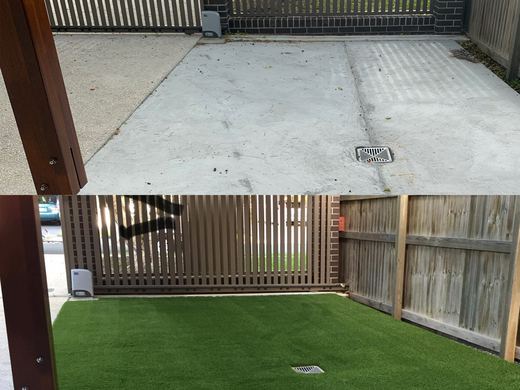 Before and after a synthetic turf installation