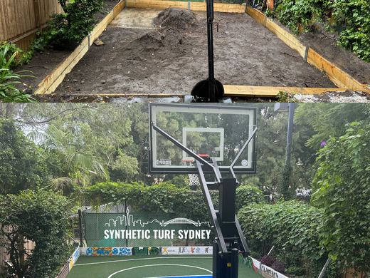 Before and after a synthetic turf installation
