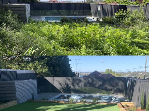 Before and after a synthetic turf installation
