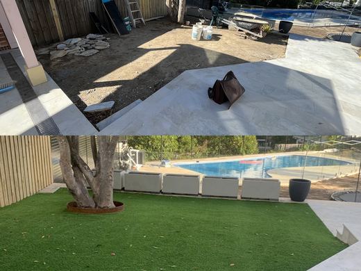 Before and after a synthetic turf installation