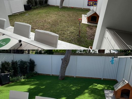 Before and after a synthetic turf installation