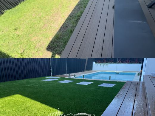Before and after a synthetic turf installation