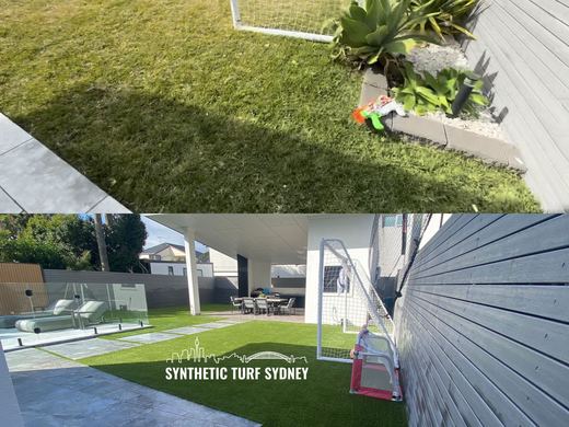 Before and after a synthetic turf installation