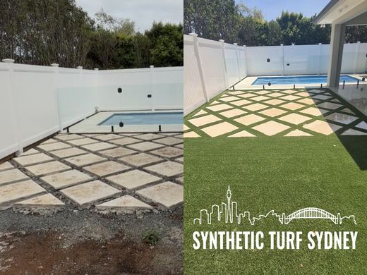 Before and after a synthetic turf installation