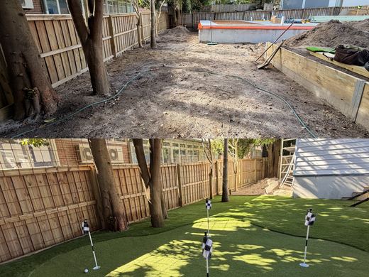 Before and after a synthetic turf installation