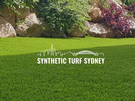 Synthetic lawn installed in a residential backyard