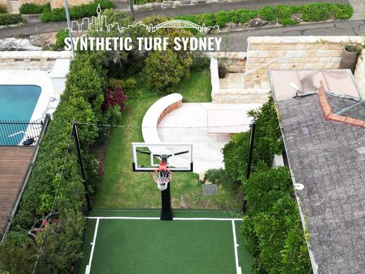 Synthetic turf basketball court installation