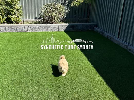 Synthetic lawn installed in a residential backyard