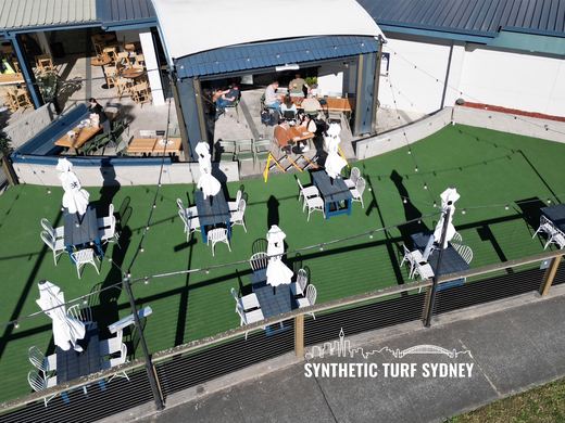 Synthetic turf installed on a balcony or rooftop terrace