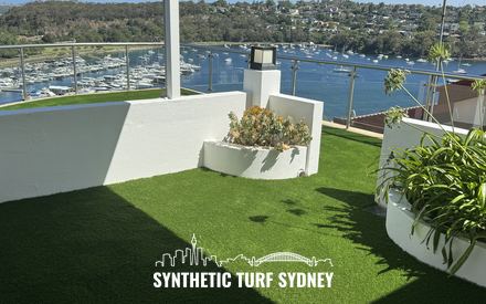 Rooftop lawn over the marina, laid in Collaroy 40mm synthetic turf