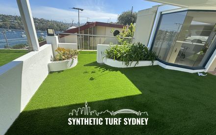 Rooftop lawn over the marina, laid in Collaroy 40mm synthetic turf