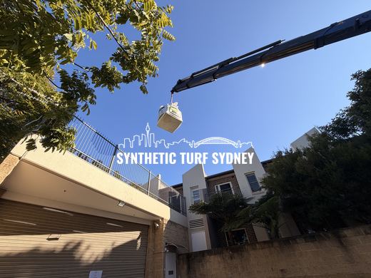Crane lift over a garage roof