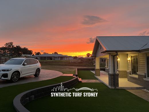 Front lawn to a curved brick edge, laid in Collaroy 40mm synthetic turf