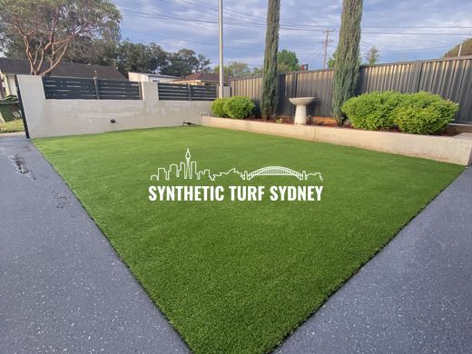 Front lawn wedge beside a driveway, laid in Collaroy 40mm synthetic turf