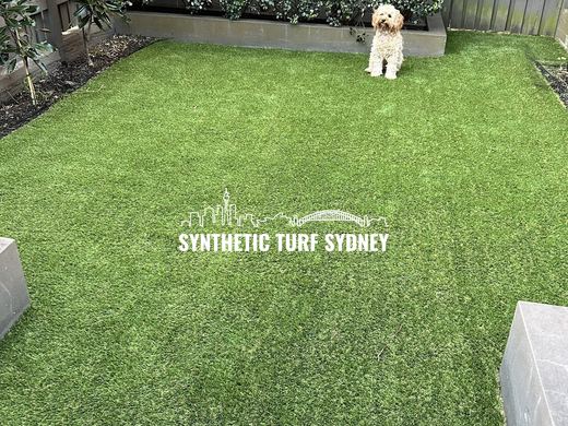 Shaded rear lawn under a hedge, laid in Hyde Park 40mm synthetic turf